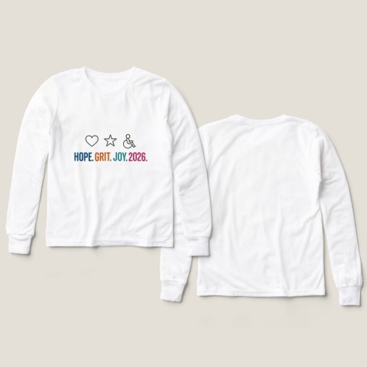 Hope Grit Joy 2026 Minimalist Special Needs (デザイン 正面&背面)