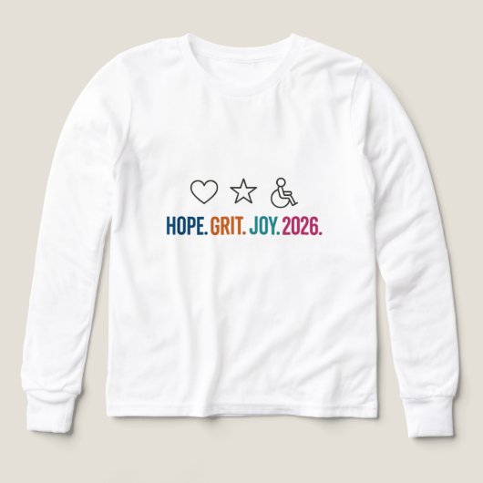 Hope Grit Joy 2026 Minimalist Special Needs (デザイン正面)