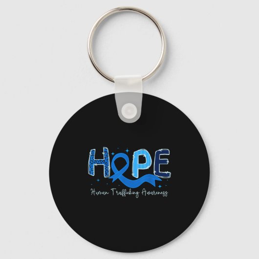 Hope Human Trafficking Awareness Blue Ribbon キーホルダー (正面)