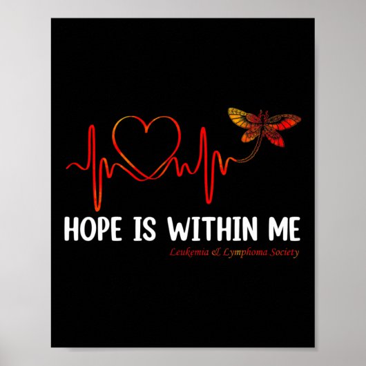 Hope Is Within Me Heartbeat Butterfly Blood Cancer ポスター (正面)