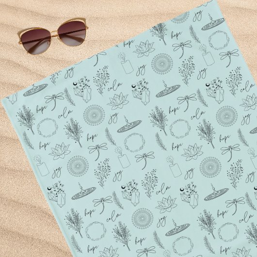 Hope, Joy, Healing, Serenity Symbols ビーチタオル