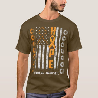 Hope Leukemia Awareness American Flag Sunflower Pr Tシャツ
