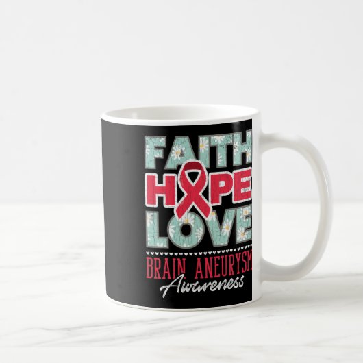 Hope Love Brain Aneurysm認識度サポートグラフィック コーヒーマグカップ (右)