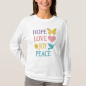 Hope Love Joy Peace Longsleeve T-Shirt – Gift. Tシャツ (正面)