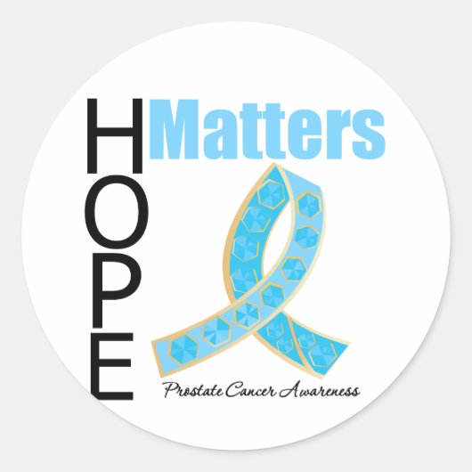 Hope Matters Prostate Cancer(宝石飾りリボン) ラウンドシール (正面)