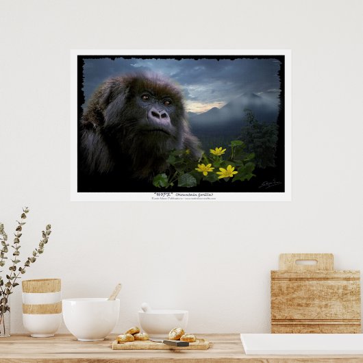 "HOPE" Mountain Gorilla Print ポスター (キッチン)