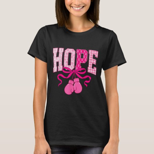 Hope Nk Ribbon Boxing Gloves Nk Breast Cancer Awar Tシャツ (正面)