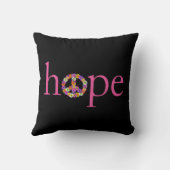 Hope & Peace Signフローラオン黒 クッション (裏面)