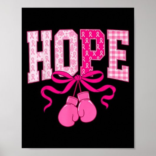 Hope Pink Ribbon Boxing Gloves Pink Breast Cancer  ポスター (正面)