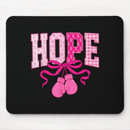 Hope Pink Ribbon Boxing Gloves Pink Breast Cancer  マウスパッド (正面)