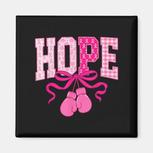 Hope Pink Ribbon Boxing Gloves Pink Breast Cancer  マグネット (正面)