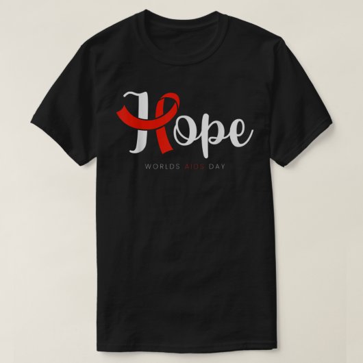 Hope Red Ribbon World AIDS Day HIV Disease Awarene Tシャツ (デザイン正面)