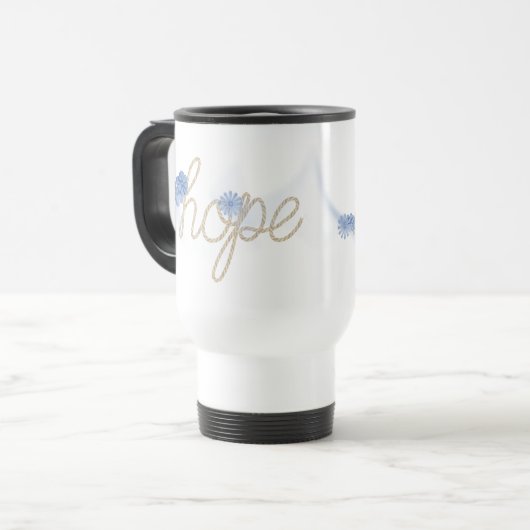 HOPE Rope Text With Blue Daisies トラベルマグ (正面左)