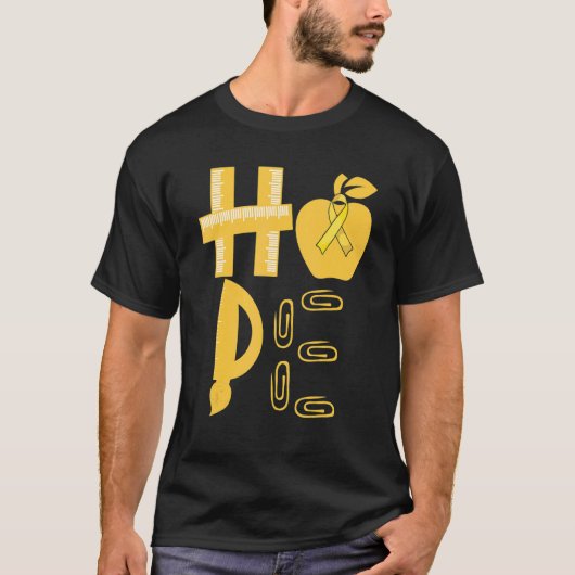 Hope Spina Bifida Awareness Yellow Ribbon Teacher Tシャツ (正面)
