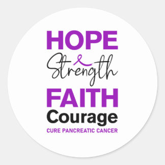 Hope Strength Faith Cure Purple Pancreatic Cancer ラウンドシール