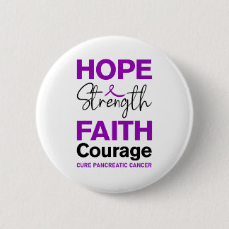Hope Strength Faith Cure Purple Pancreatic Cancer 缶バッジ