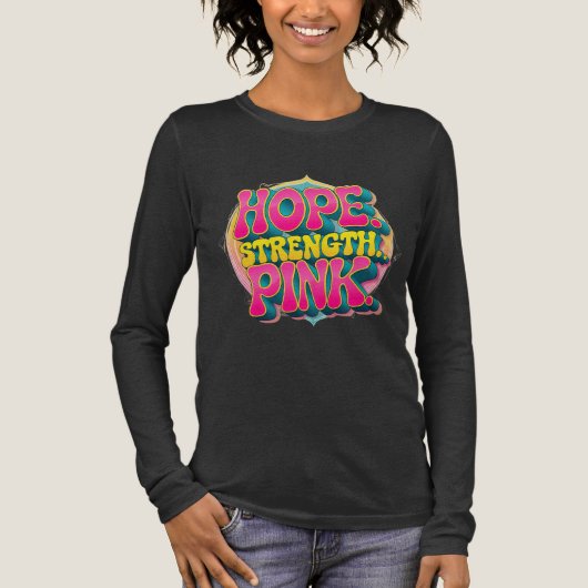 "Hope. Strength. Pink." Breast Cancer Awareness トライブレンドTシャツ (正面)