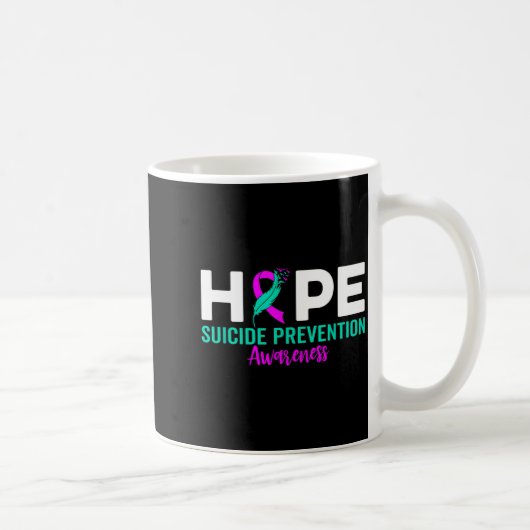 Hope Suicide Prevention Ribbon Depression Suicide  コーヒーマグカップ (右)