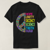HOPE UNITY DECENCY SCIENCE TRUTH EQUALITY Zip Tシャツ (デザイン正面)