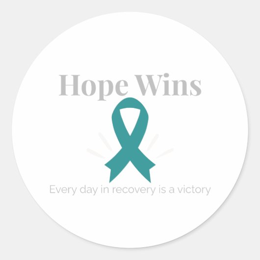 Hope Wins Addiction Awareness Sticker ラウンドシール (正面)