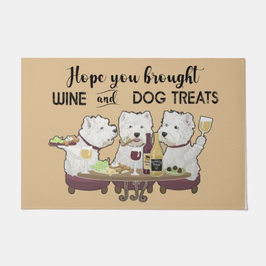  Hope You Brought Wine And Dog Treats Funny Quotes ドアマット (正面)