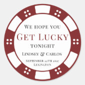 Hope You Get Lucky Wedding Poker Chip ラウンドシール (正面)