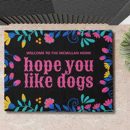 Hope You Like Dogs パーソナライズされたフローラWelcome Mat ドアマット