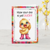 Hope Your Day Is Just Ducky Cute Duck Card カード (黄色い花)