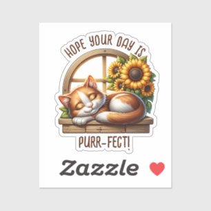 Hope Your Day is Purr-fect かわいい猫プリン シール