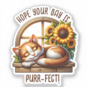 Hope Your Day is Purr-fect | かわいい猫プリン シール (正面)