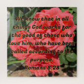 Hopeful Bible Verse Romans 8:28 Roses Christian ジグソーパズル (縦)