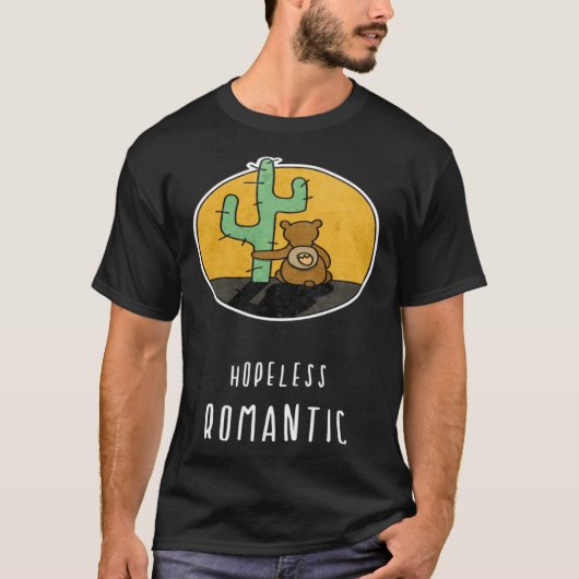 Hopeless Romantic Bear Loves Cactus Tシャツ (正面)