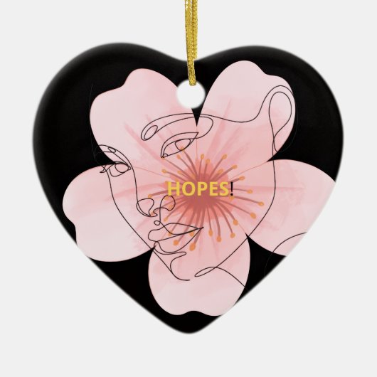 HOPES! – portrait floral minimal セラミックオーナメント (正面)