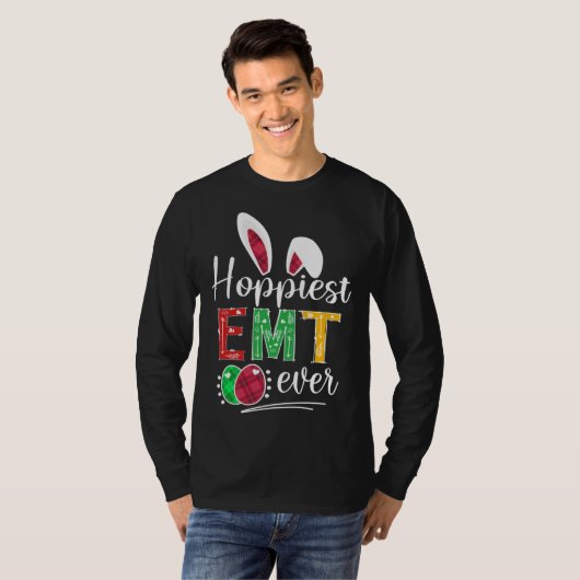 Hoppiest EMT Ever Bunny Ears Buffalo Plaid Easter Tシャツ (正面フル)