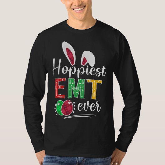 Hoppiest EMT Ever Bunny Ears Buffalo Plaid Easter Tシャツ (正面)