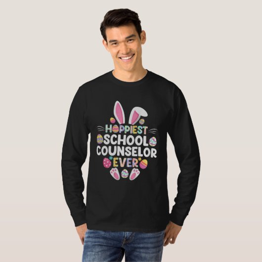 Hoppiest School Counselor Ever  Happy Easter Day Tシャツ (正面フル)