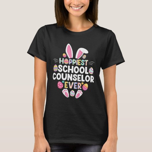 Hoppiest School Counselor Ever  Happy Easter Day Tシャツ (正面)