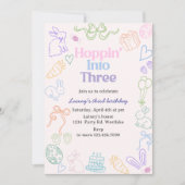 Hoppin’ Into Three Birthday Invitation – Bunny 3rd 招待状 (正面)
