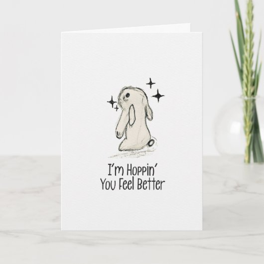Hoppin’ You Feel Better Bunny Get Well Card カード (正面)
