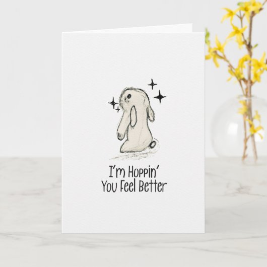 Hoppin’ You Feel Better Bunny Get Well Card カード (黄色い花)