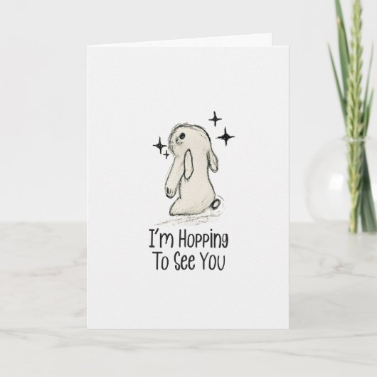 Hopping To See You Soon Bunny Kids Card カード (正面)
