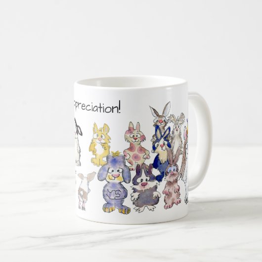 Hoppreciation 21のウサギのマグとのありがとう コーヒーマグカップ (正面右)