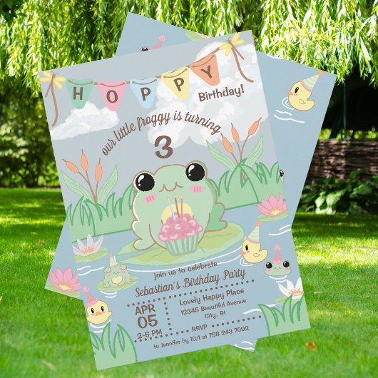 Hoppy Birthday Kids Party Invitation 招待状