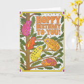 Hoppy Birthday To You カエル レタープレスカード カード (黄色い花)