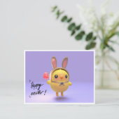 Hoppy Chickling-Easter chicklet with bunny hat シーズンポストカード (スタンド正面)