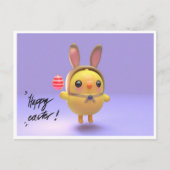 Hoppy Chickling-Easter chicklet with bunny hat シーズンポストカード (正面)