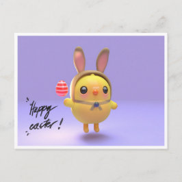 Hoppy Chickling-Easter chicklet with bunny hat シーズンポストカード