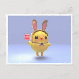 Hoppy Chickling- Easter chicklet with bunny hat シーズンポストカード