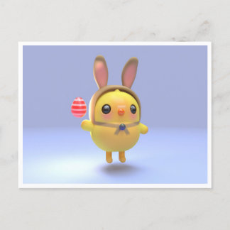 Hoppy Chickling- Easter chicklet with bunny hat シーズンポストカード