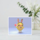 Hoppy Chickling- Easter chicklet with bunny hat シーズンポストカード (スタンド正面)